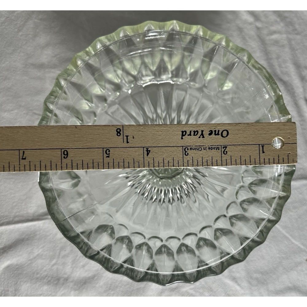 Vintage Hoosier Clear Glass Ribbed Compote Glass Marked HG 4052 MCM Candy Dish - Picture 6 of 6